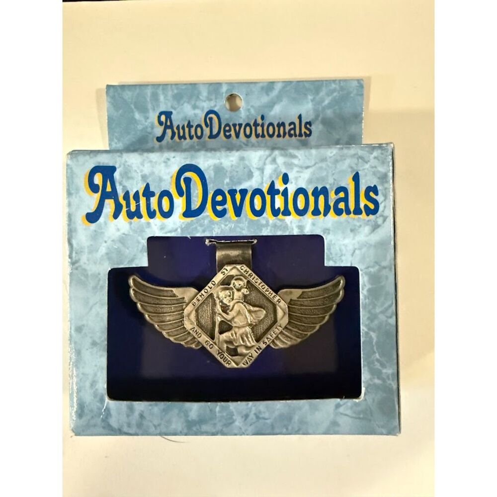 St. Christopher "Auto Devotionals" visor clip with angel wings